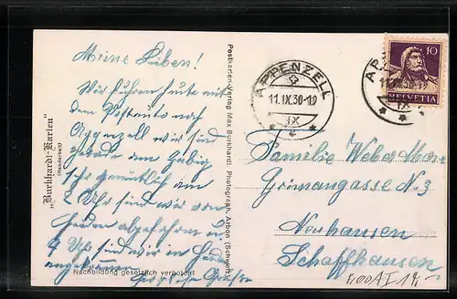 AK Appenzell, Ortsansicht mit Säntis