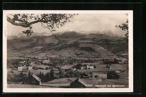 AK Appenzell, Ortsansicht mit Säntiskette