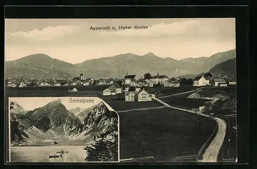 AK Appenzell, Panorama mit Hohem Kastein, Seealpsee