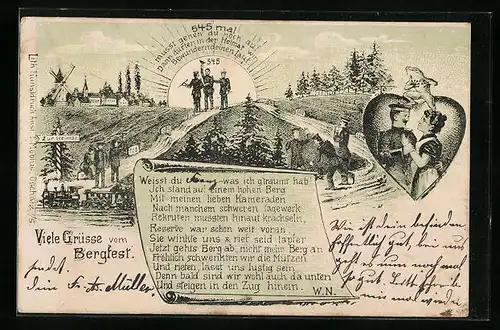 Künstler-AK Reservisten zu Besuch auf einem Bergfest