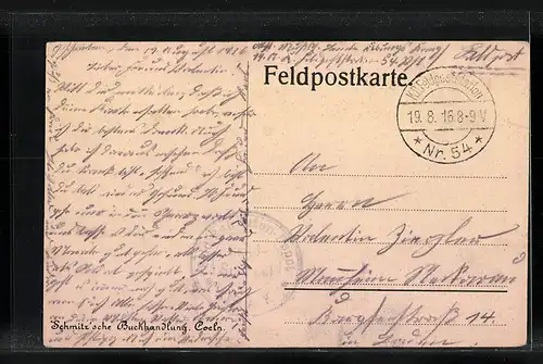 AK Vouziers, Leipzigerstrasse mit Kirche