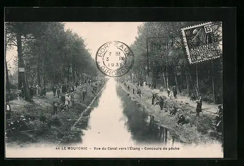 AK Le Moutchic, Vue du Canal vers l`Étang, Concours de peche