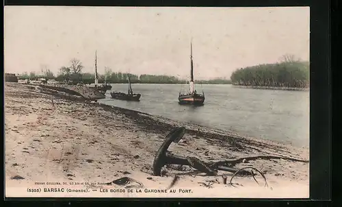 AK Barsac, Les Bords de la Garonne au Port