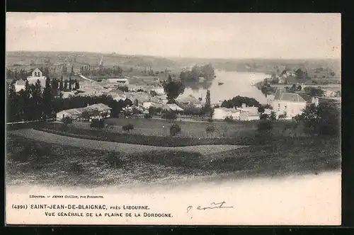 AK Saint-Jean-de-Blaignac, Vue Générale de la Plaine de la Dordogne