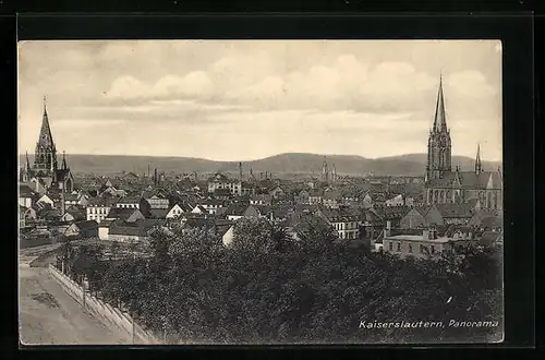 AK Kaiserslautern, Panorama der Stadt mit Strasse