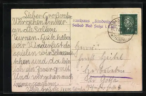 AK Bad Sulza /Th., Teilansicht aus der Vogelschau