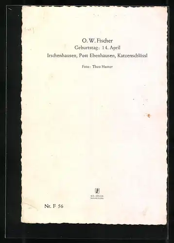 AK Schauspieler O.W. Fischer warm gekleidet