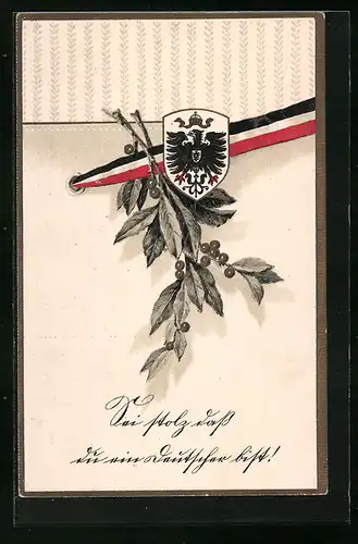 Präge-AK Fahne mit Wappen