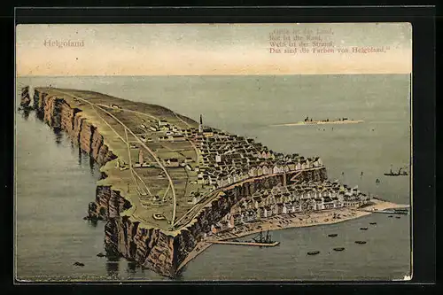 AK Helgoland, Insel aus der Vogelschau