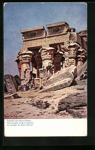 Künstler-AK Friedrich Perlberg: Ägyptischer Tempel von Kom-Ombo