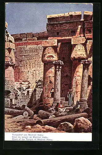 Künstler-AK Friedrich Perlberg: Cour du temple de Medinet Habu