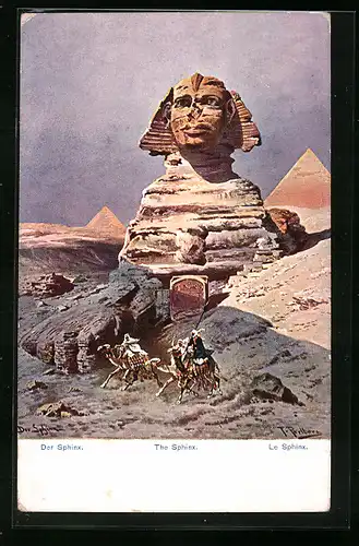 Künstler-AK Friedrich Perlberg: Sphinx bei den grossen Pyramiden