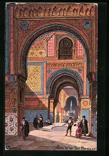 Künstler-AK Friedrich Perlberg: Sala de las Dos Hermanas