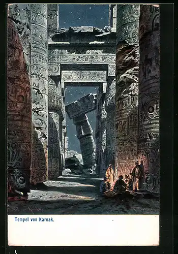 Künstler-AK Friedrich Perlberg: Nächtlicher Tempel von Karnak