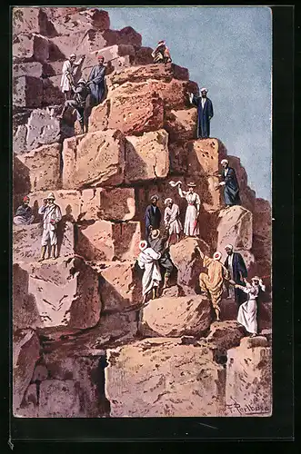 Künstler-AK Friedrich Perlberg: Ascension de la grande Pyramide