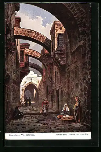 Künstler-AK Friedrich Perlberg: Jerusalem, Via Dolorosa