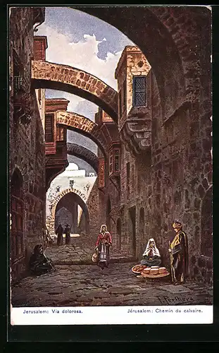 Künstler-AK Friedrich Perlberg: Jerusalem, Via Dolorosa