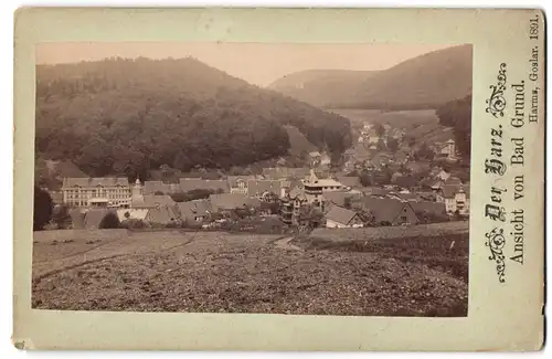 Fotografie Harms, Goslar, Ansicht Bad Grund, Blick auf den Ort mit Kurhaus