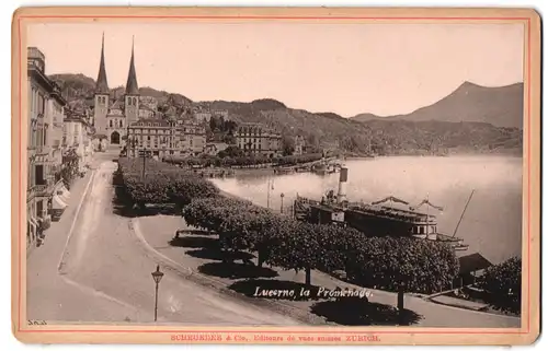 Fotografie Schroeder & Cie., Zürich, Ansicht Lucerne, la Promenade mit Dampfschiff, Strassenpartie