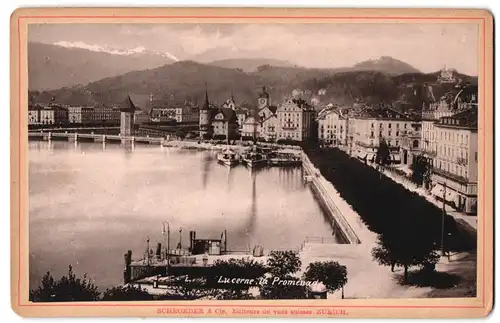 Fotografie Schroeder & Cie., Zürich, Ansicht Lucerne, Blick auf die Promenade mit Dampfschiffen