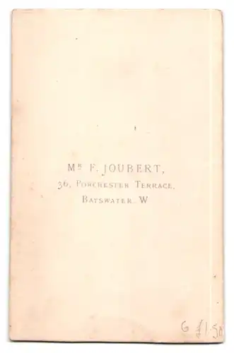 Fotografie F. Joubert, Bayswater, Porchester Terrace 36, älterer englischer Herr im Anzug mit Schifferkrause Bart