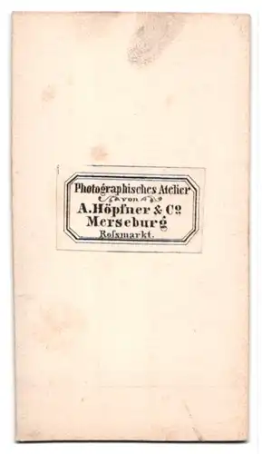 Fotografie A. Höpfner & Co., Merseburg, Rossmarkt, Herr in heller Hose und Weste mit Hut und Vollbart