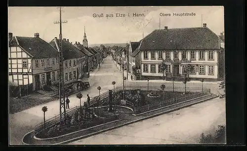 AK Elze i. Hann., Obere Hauptstrasse mit Gasthaus Deutsches Haus, Inh.: C. Temme