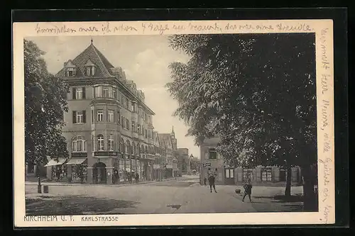 AK Kirchheim U. T., Karlstrasse mit Geschäften