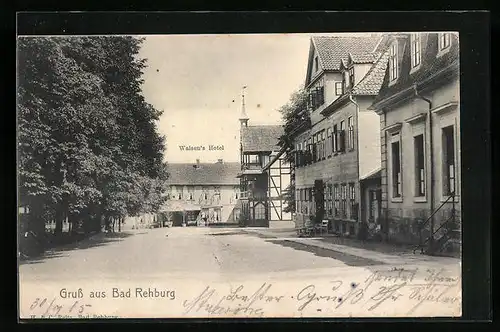 AK Bad Rehburg, Ortspartie mit Walsens Hotel