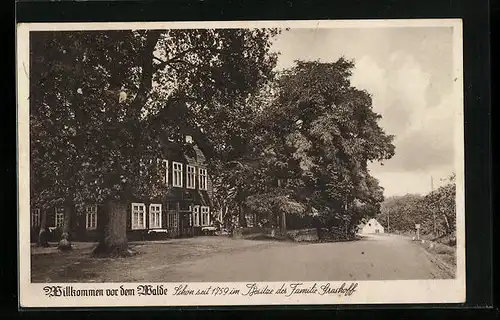 AK Todtenhausen b. Minden i. W., Gasthaus Willkommen vor dem Walde der Familie Grashoff