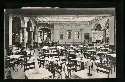 AK Hannover, Café Reichshof mit Innenansicht