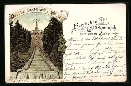 Lithographie Kassel-Wilhelmshöhe, Die Cascaden mit Herkules