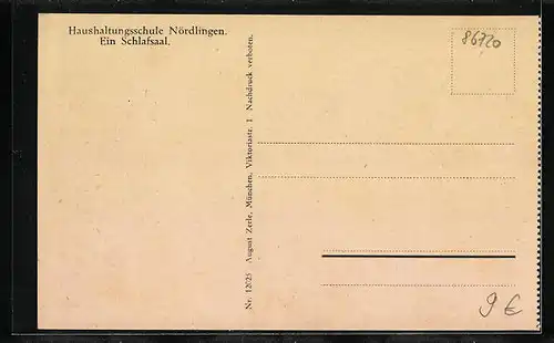 AK Nördlingen, Haushaltungsschule, Ein Schlafsaal