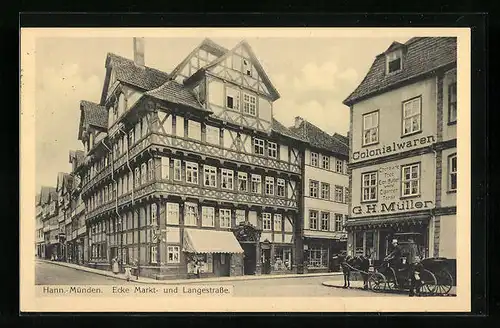 AK Hann. Münden, Ecke Markt- und Langestrasse