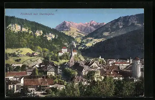 AK Feldkirch, Teilansicht mit Kirche und Gurtisspitze