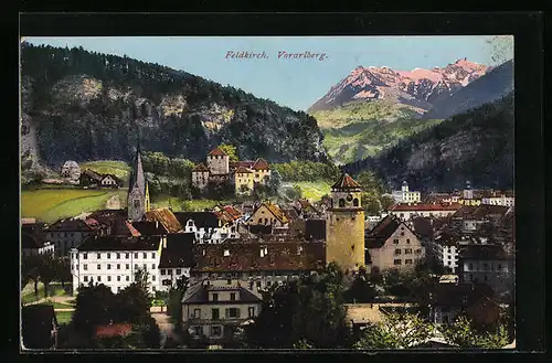AK Feldkirch, Teilansicht mit Kirche