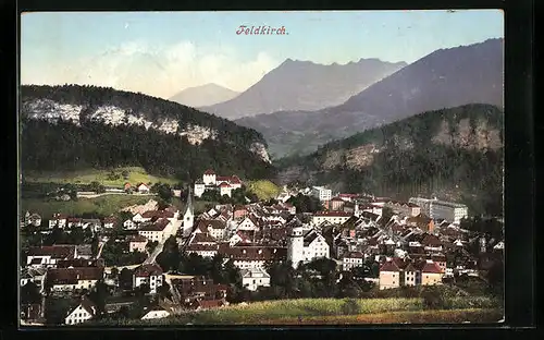AK Feldkirch, Teilansicht mit Bergen
