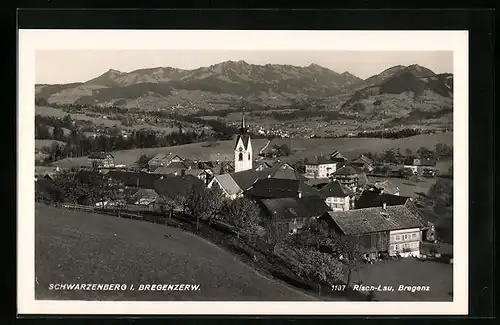 AK Schwarzenberg i. Bregenzerw., Teilansicht mit Kirche