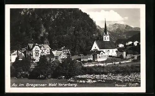 AK Au im Bregenzer Wald, Ortspartie mit Kirche