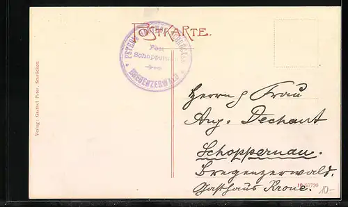 AK Schröcken, Ortspartie mit Kirche, Juppenspitze und Mohnenfluh