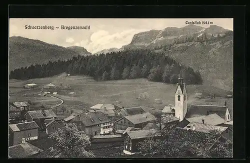 AK Schwarzenberg /Bregenzerwald, Teilansicht mit Kirche und Canisfluh