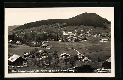 AK Hittisau i. vord. Bregenzerwald, Panorama mit Kirche