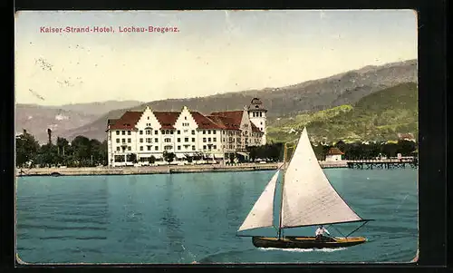 AK Lochau-Bregenz, Kaiser-Stand-Hotel mit Segelboot