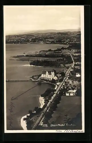 AK Lochau, Strandhotel und Umgebung aus der Vogelschau
