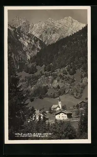 AK Wald am Arlberg, Ortsansicht mit Freschenwand