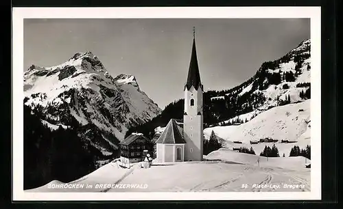 AK Schröcken, Ortsansicht bei Schnee