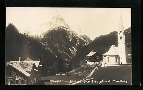 AK Schröcken, Teilansicht mit Kirche und Künzelspitze
