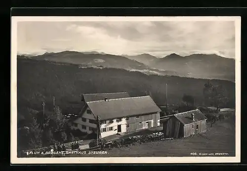 AK Fluh b. Bregenz, Gasthaus Steurer aus der Vogelschau