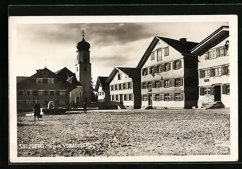 AK Sulzberg, Marktplatz mit Kirche und Brunnen
