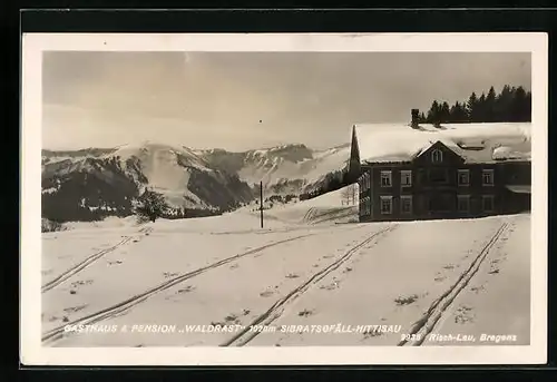 AK Silbratsgfäll-Hittisau, Gasthaus und Pension Waldrast im Schnee